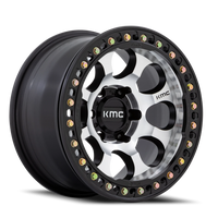 KMC Riot Beadlock 17x9" 6x139.7mm 108mm CB -12mm Satin Black Machined Face-Black Windows-Black Ring