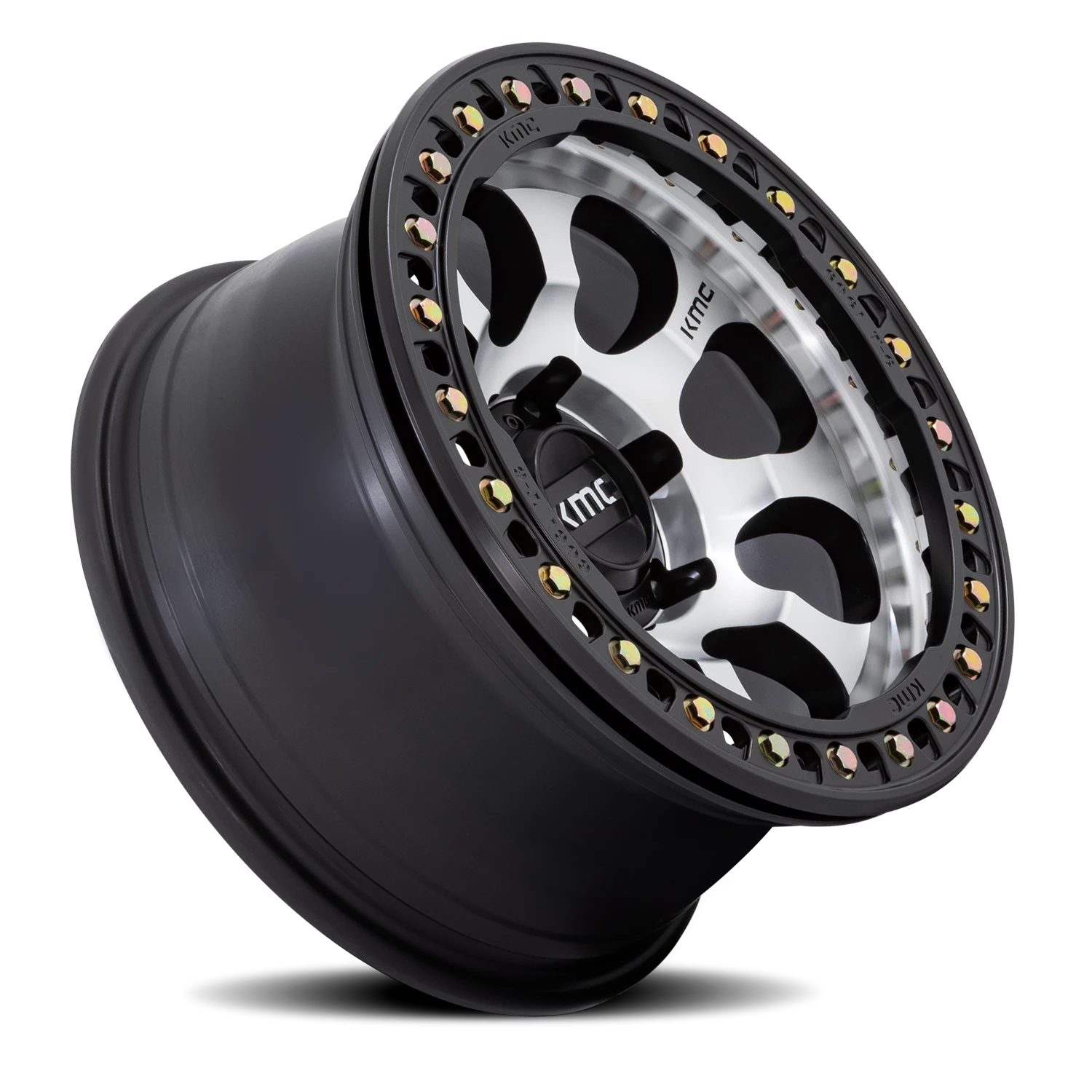 KMC Riot Beadlock 17x9" 6x139.7mm 108mm CB -12mm Satin Black Machined Face-Black Windows-Black Ring