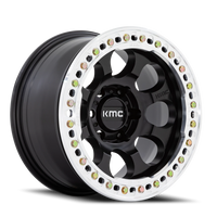 KMC Riot Beadlock 17x8.5" 6x139.7mm 108mm CB 0mm Satin Black Machined Ring