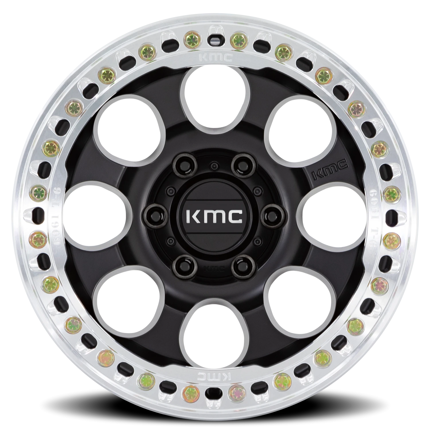 KMC Riot Beadlock 17x8.5" 6x139.7mm 108mm CB 0mm Satin Black Machined Ring