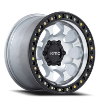 KMC Riot SBL 17x8.5" 6x139.7mm 106.1mm CB +10mm Machined Silver Satin Black Lip