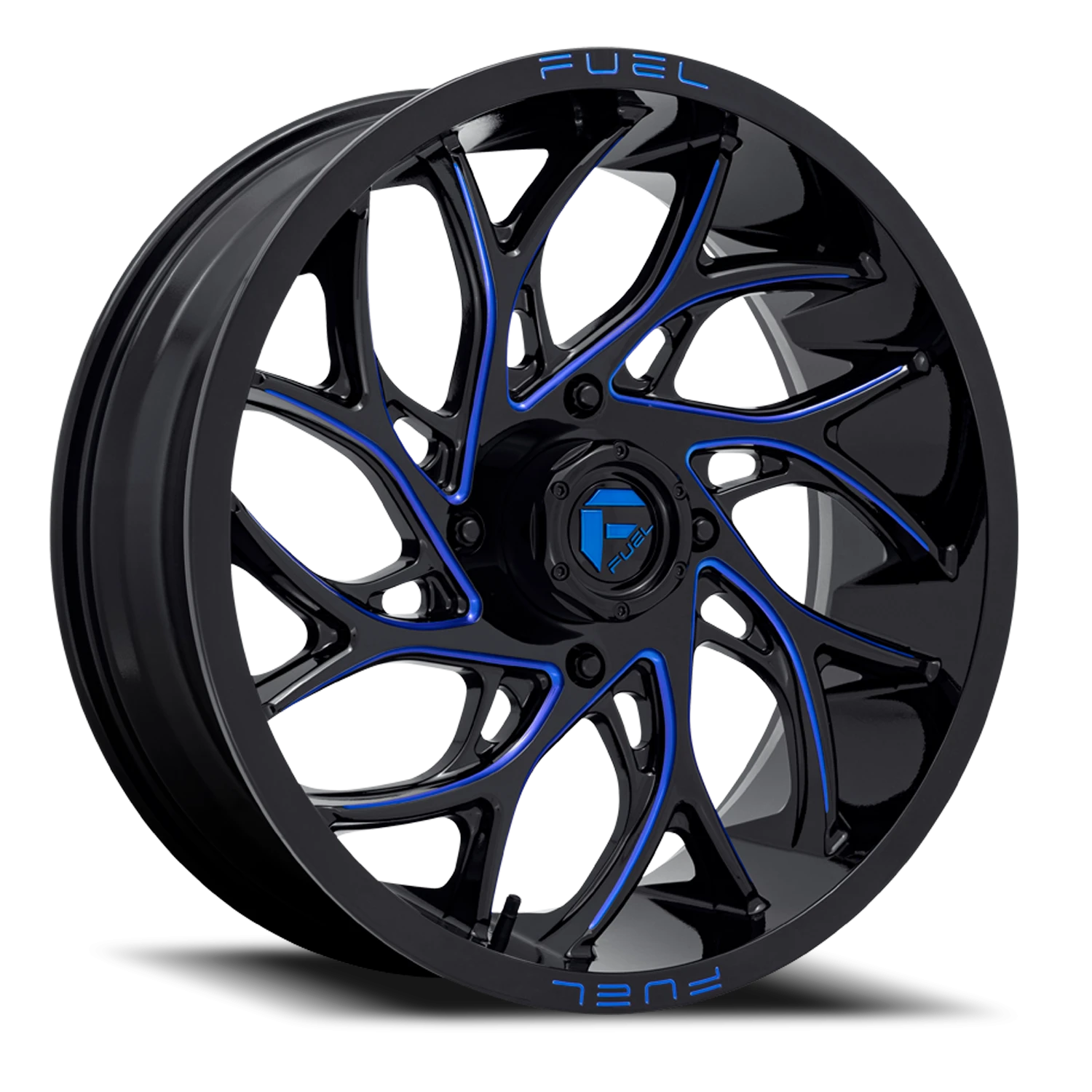 Fuel Runner UTV 18x7" 4x156mm 132mm CB +13mm Gloss Black Milled Candy Blue