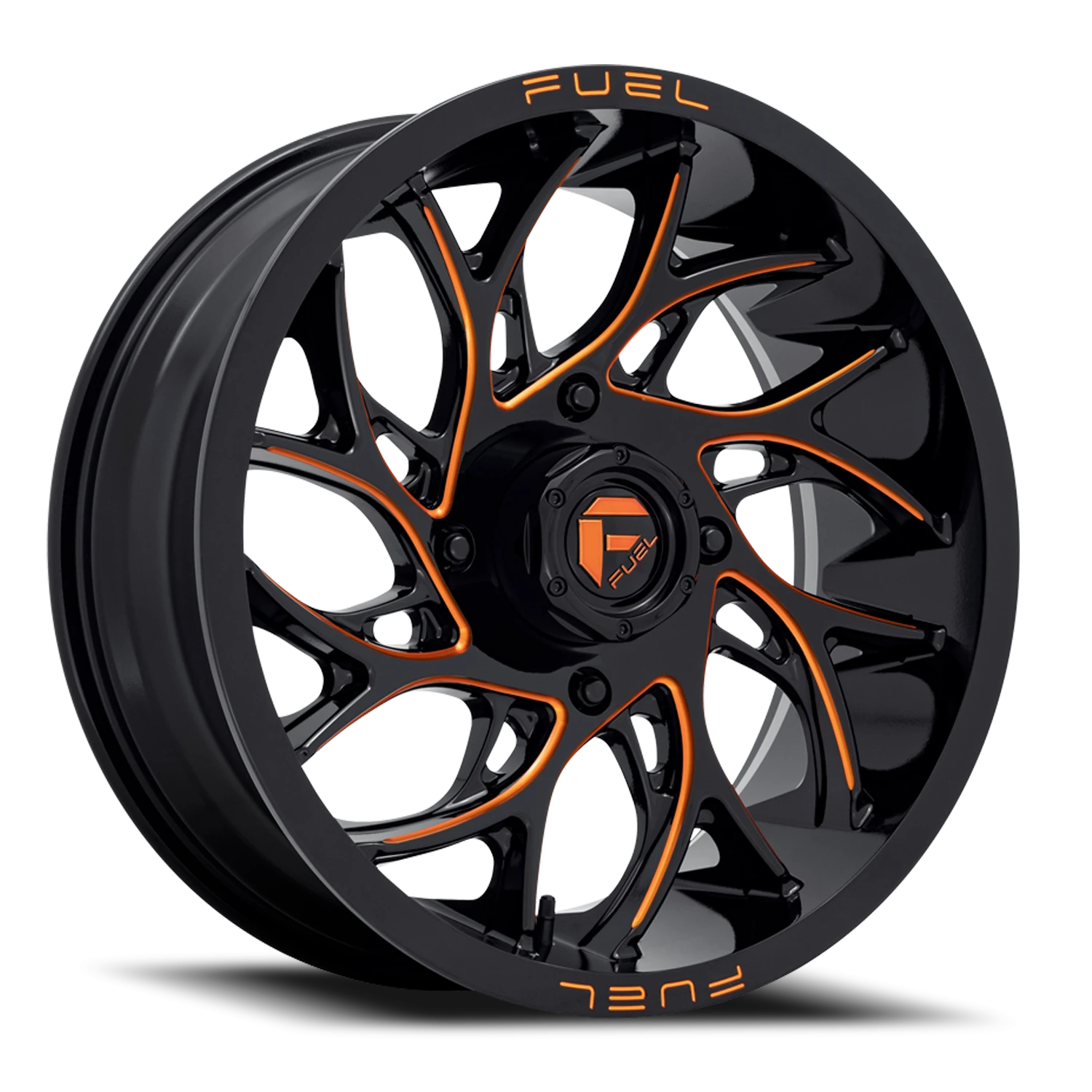 Fuel Runner UTV 20x7" 4x156mm 132mm CB +13mm Gloss Black Milled Orange
