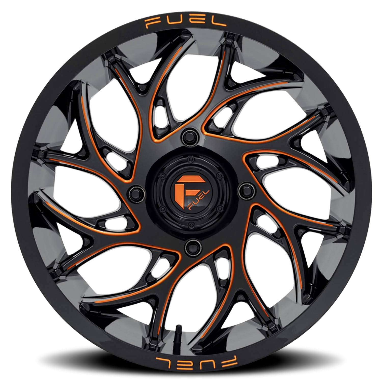 Fuel Runner UTV 20x7" 4x156mm 132mm CB +13mm Gloss Black Milled Orange