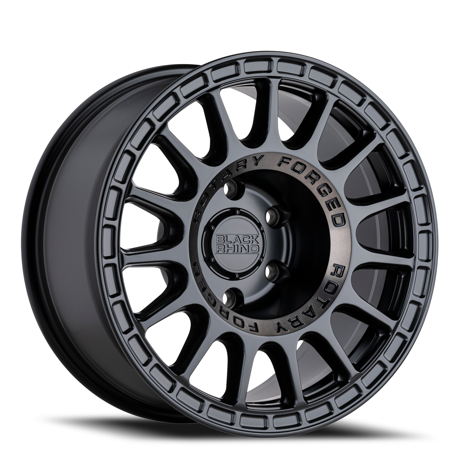 Black Rhino Sandstorm 15x7" 5x127mm 76.1mm CB +15mm Semi Gloss Black Machined Dark Tint Ring