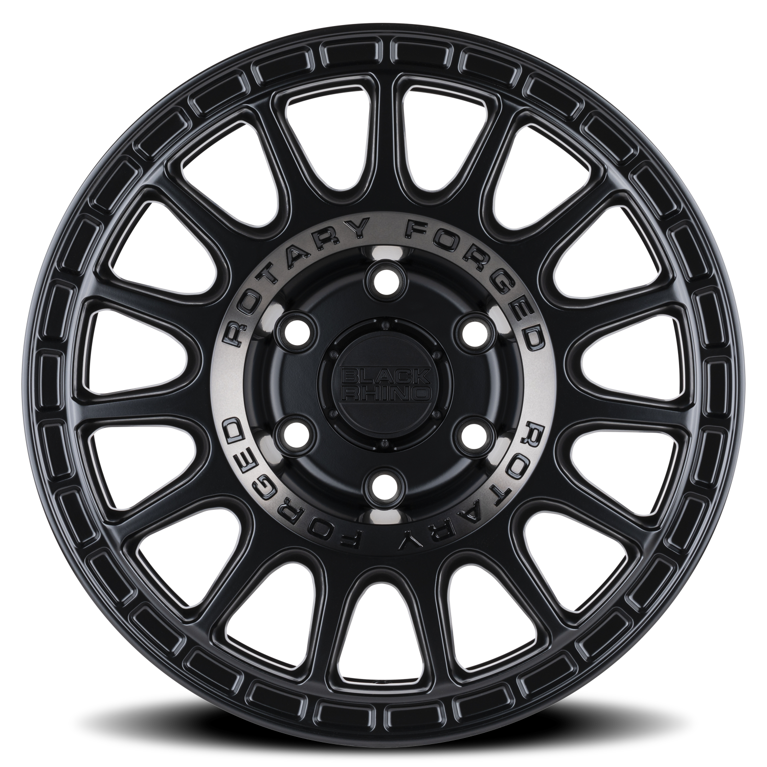 Black Rhino Sandstorm 15x7" 5x127mm 76.1mm CB +15mm Semi Gloss Black Machined Dark Tint Ring