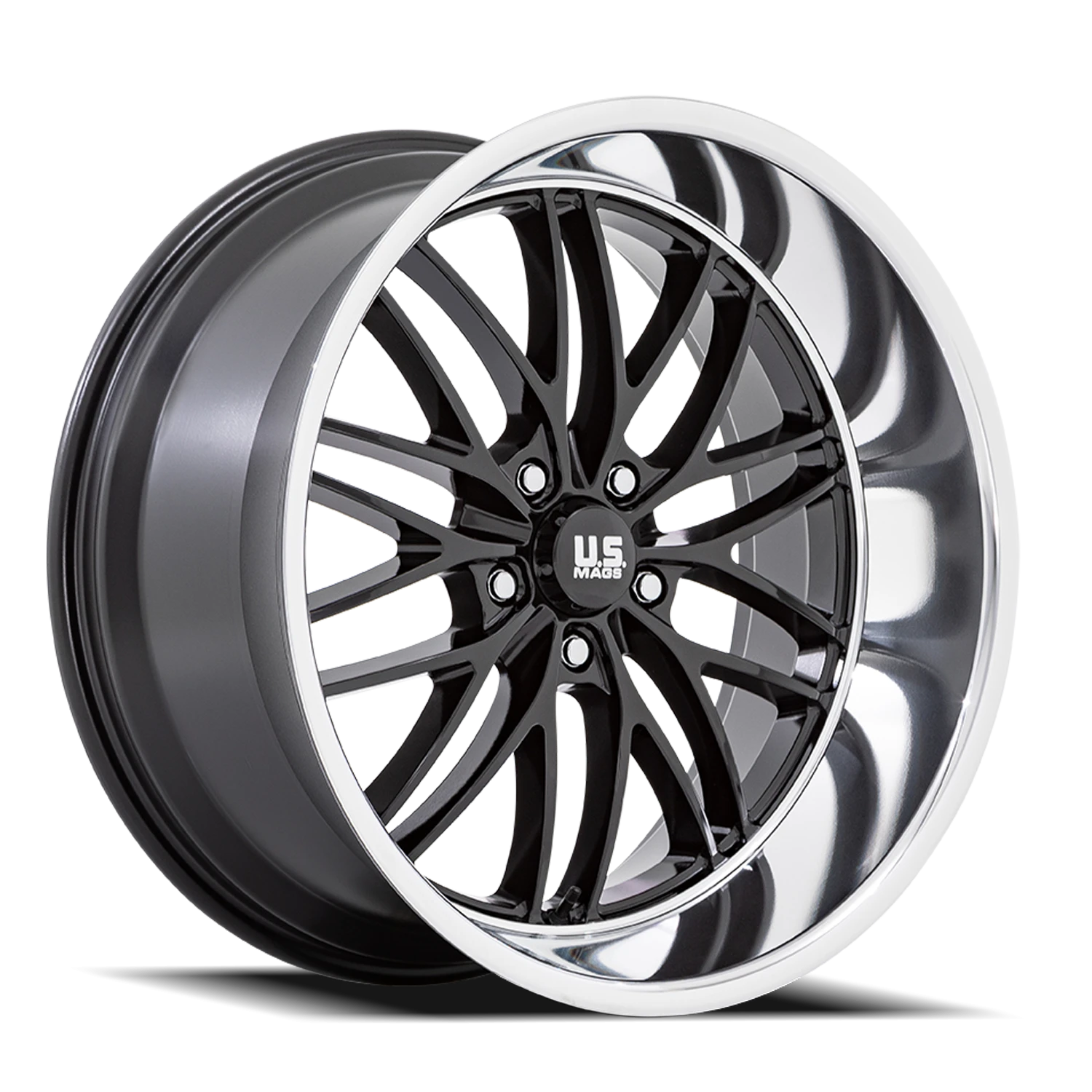 US Mags Santa Cruz 20x8.5" 5x127mm 78.1mm CB +6mm Gloss Black Diamond Cut Lip