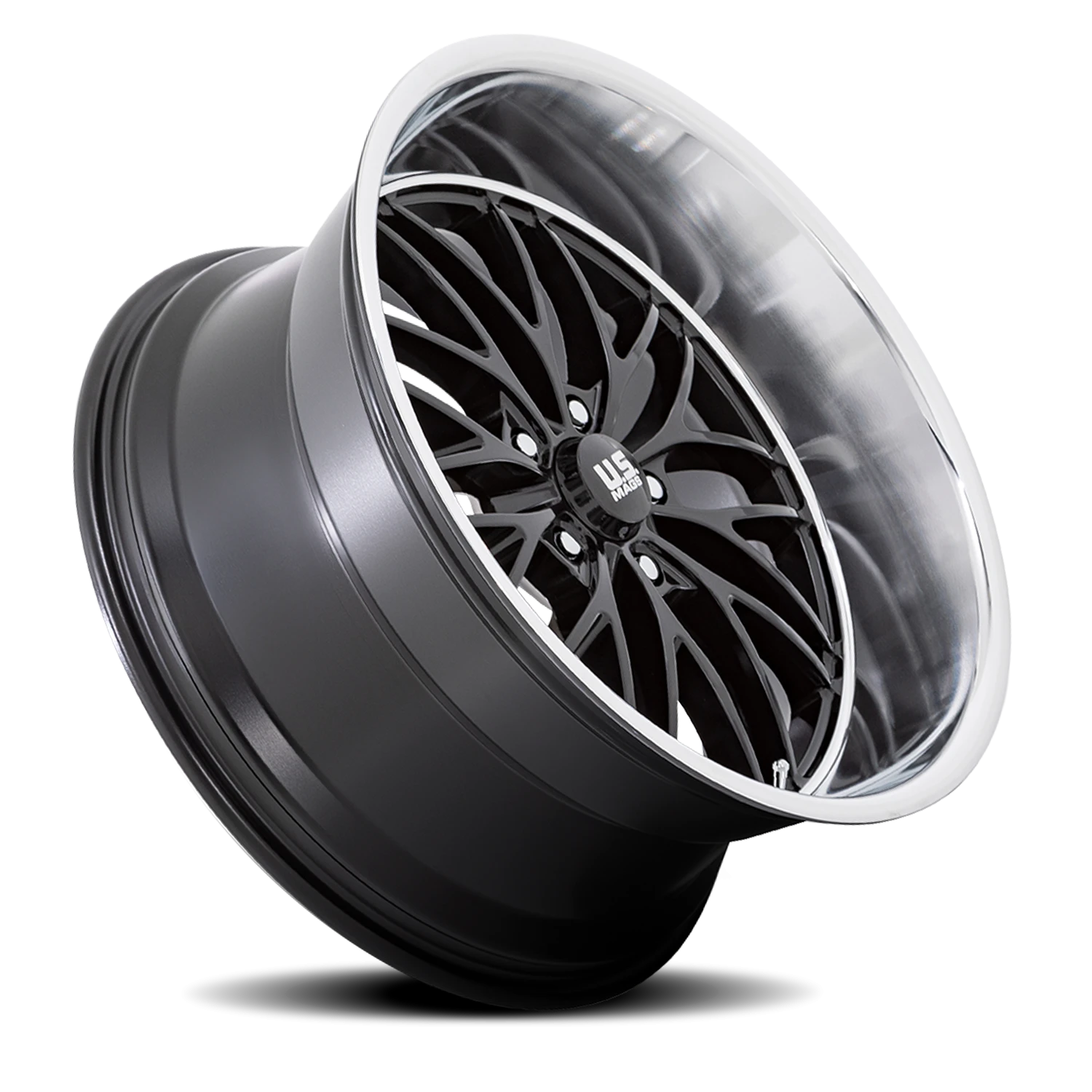 US Mags Santa Cruz 20x10" 5x120.65mm 72.56mm CB +6mm Gloss Black Diamond Cut Lip