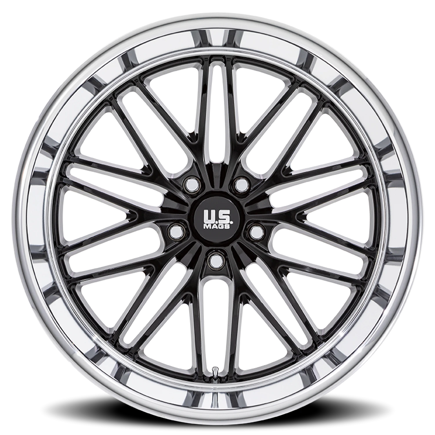 US Mags Santa Cruz 22x10.5" 5x127mm 78.1mm CB 0mm Gloss Black Diamond Cut Lip