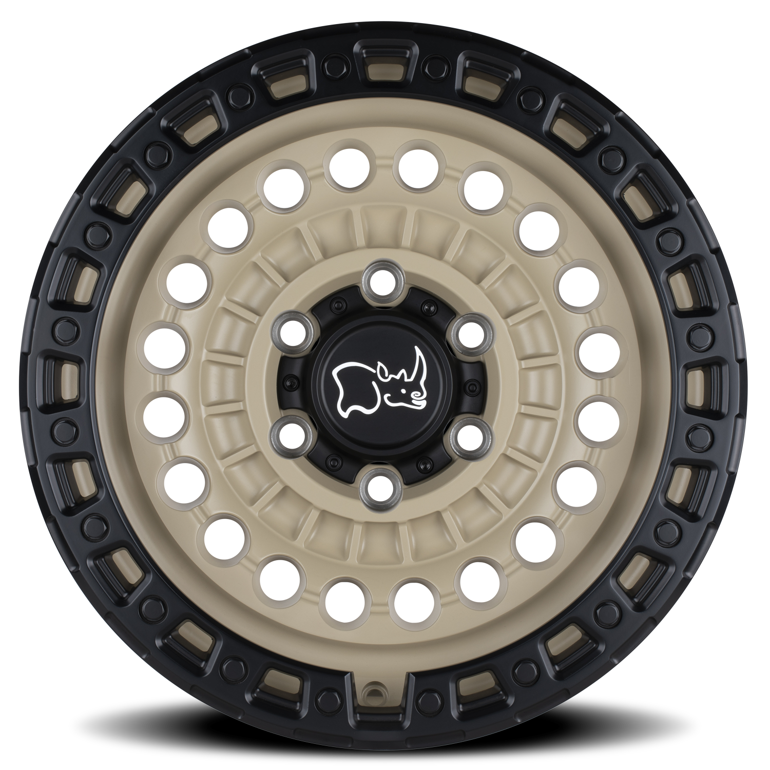 Black Rhino Sentinel 20x9.5" 5x127mm 71.6mm CB -18mm Desert Sand Black Lip Edge