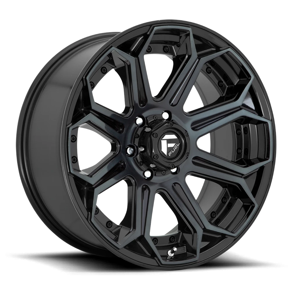 Fuel Siege 18x9 +1 5x127mm 71.5mm Gloss Black Machined-Double Dark Tint