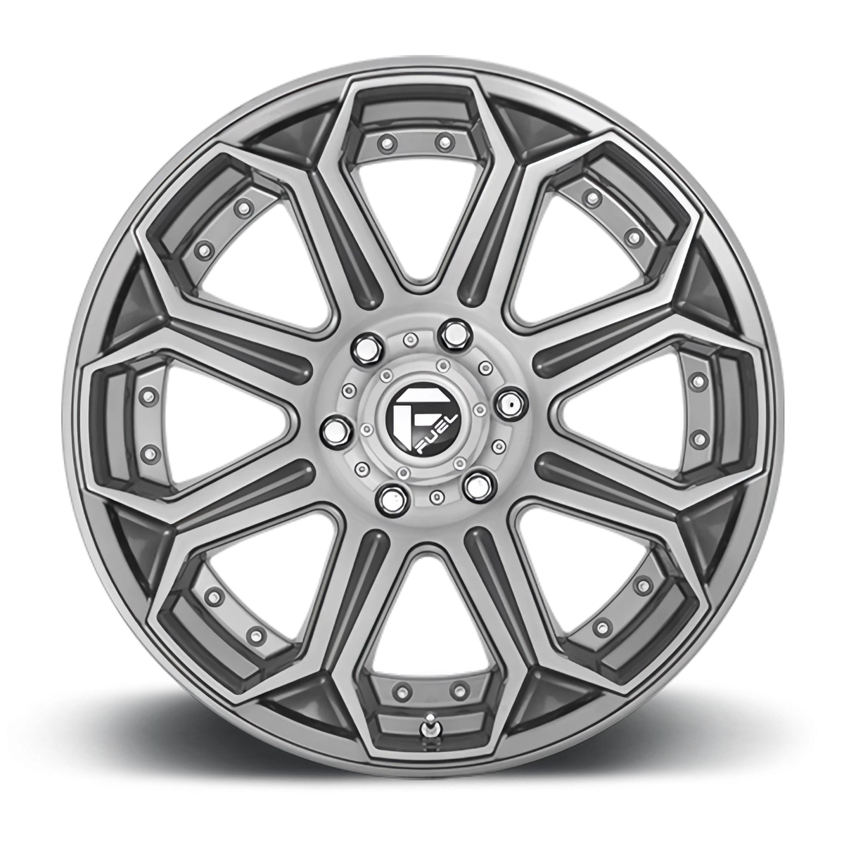 Fuel Siege 22x10 -18 6x139.7mm 106.1mm Brushed Gunmetal Tinted Clear