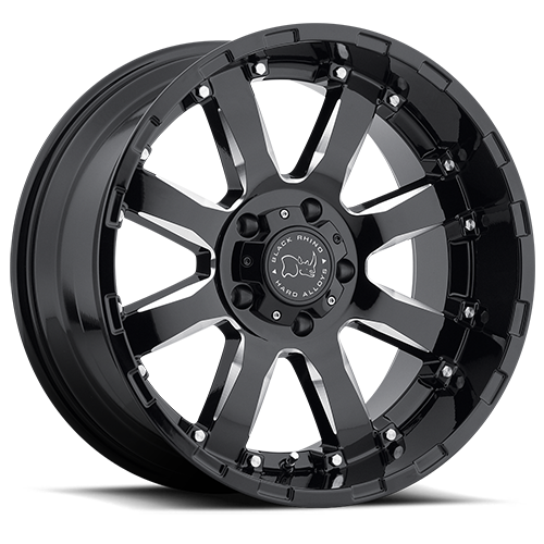 Black Rhino Sierra 17x9" 5x127mm 78mm CB -12mm Gloss Black Milled Spokes