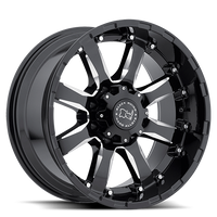 Black Rhino Sierra 17x9" 8x165.1mm 122mm CB -12mm Gloss Black Milled Spokes