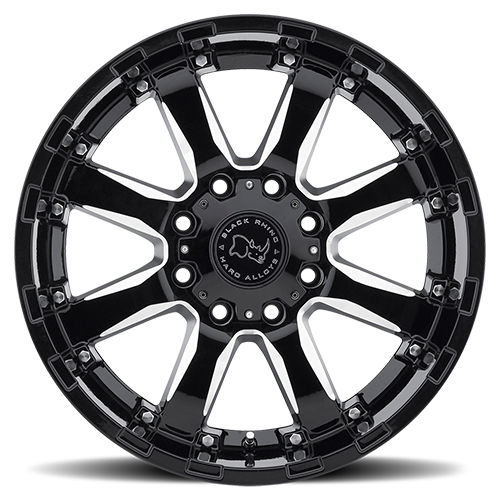Black Rhino Sierra 17x9" 8x165.1mm 122mm CB -12mm Gloss Black Milled Spokes