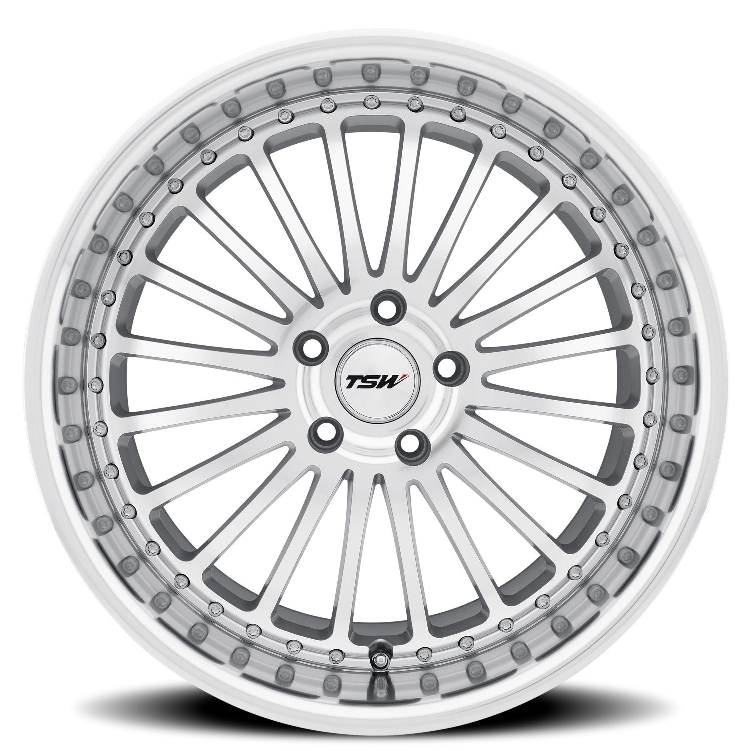 TSW Silverstone SL 18x8 +32 5x112mm 72.1mm Silver Mirror Cut Face-Mirror Cut Lip
