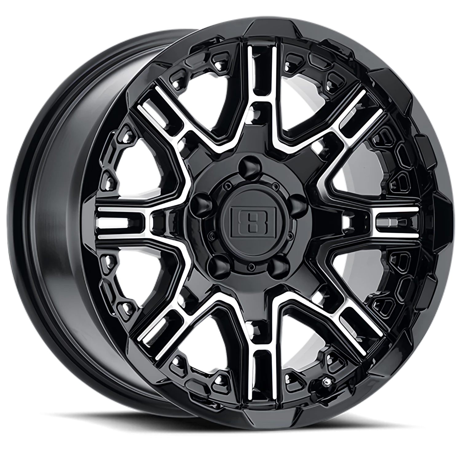 Level 8 Slingshot 20x11.5" 5x127mm 71.6mm CB -44mm Gloss Black Machined Face