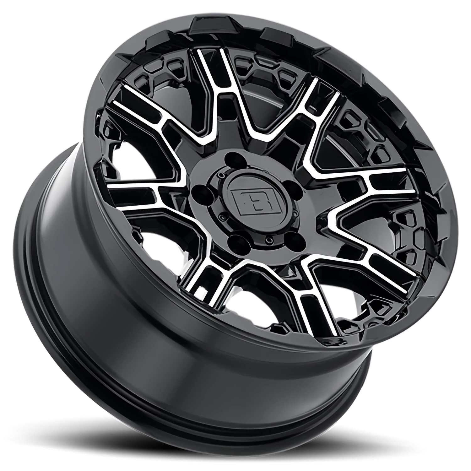Level 8 Slingshot 17x8.5" 5x127mm 71.6mm CB -10mm Gloss Black Machined Face