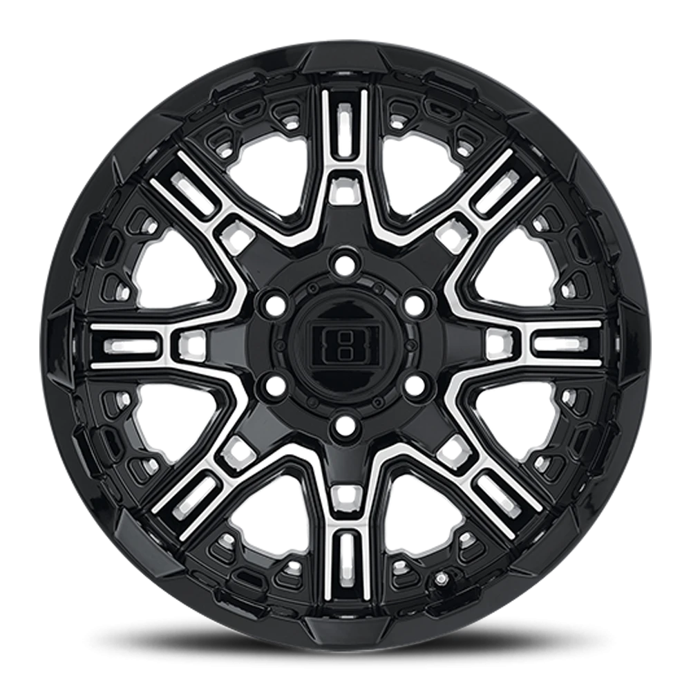 Level 8 Slingshot 20x11.5" 6x135mm 87.1mm CB -44mm Gloss Black Machined Face