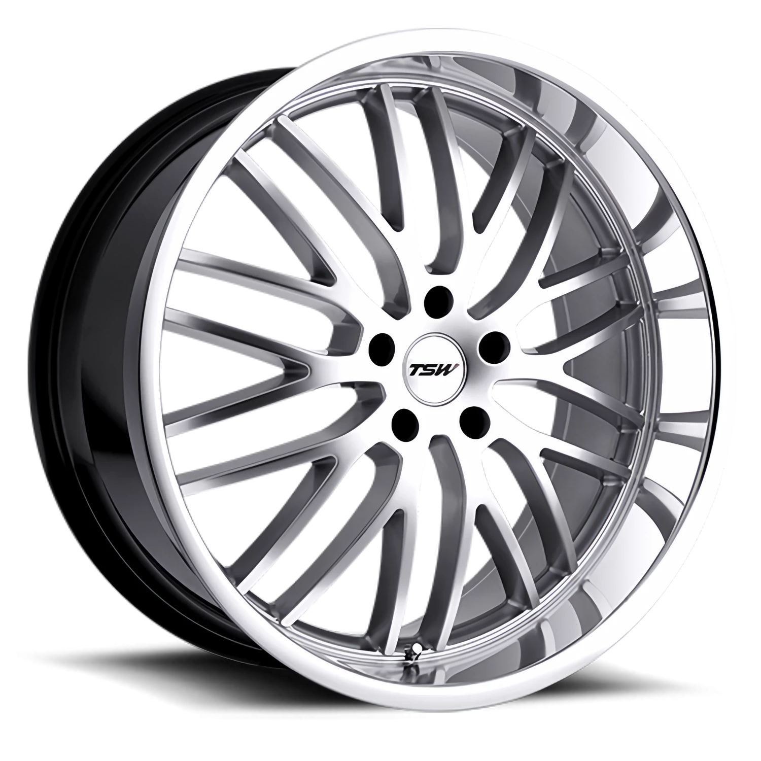 TSW Snetterton 18x8" 5x120mm 76.1mm CB +35mm Hyper Silver Mirror Cut Lip