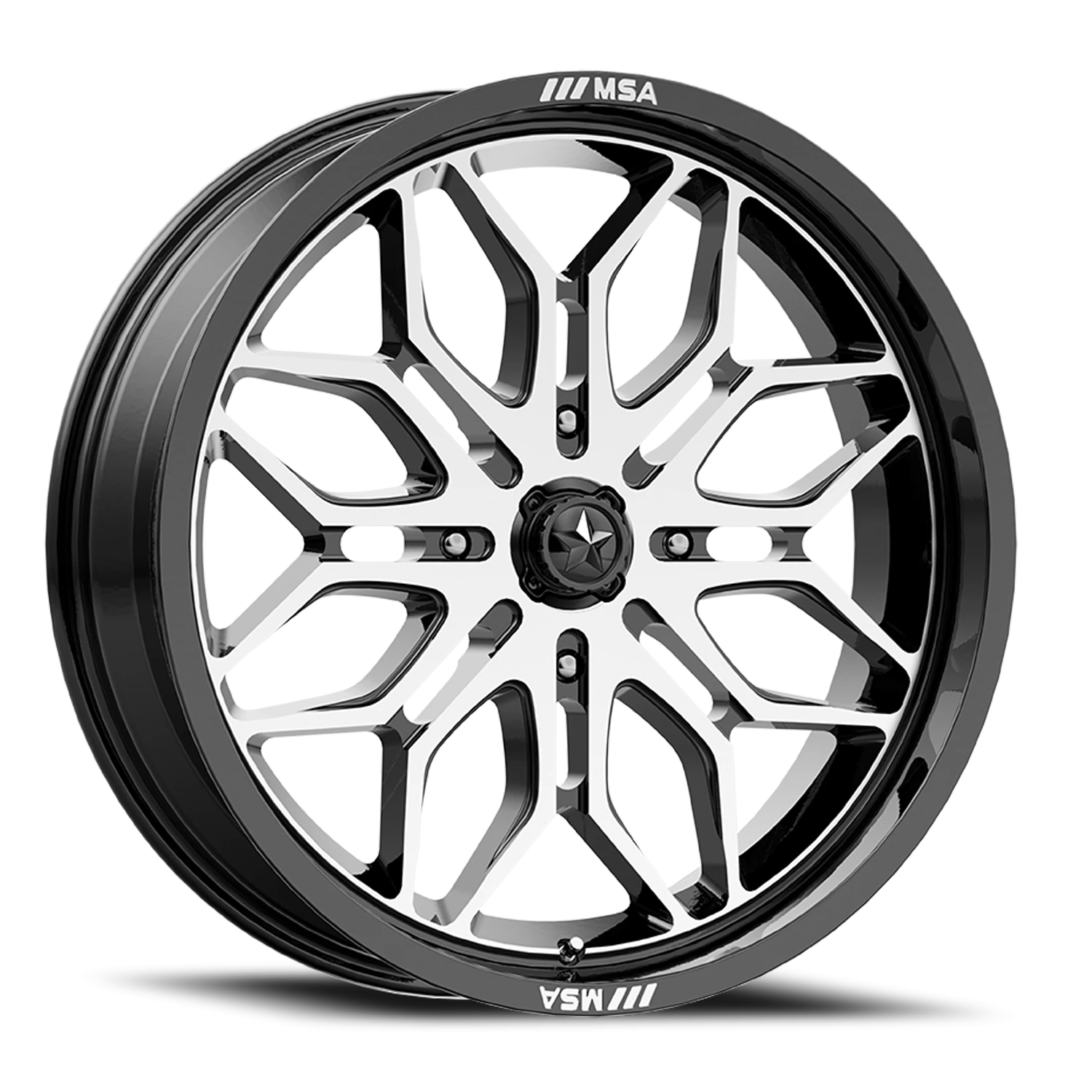 MSA Sniper 20x7" 4x110mm 86mm CB +10mm Gloss Black Machined