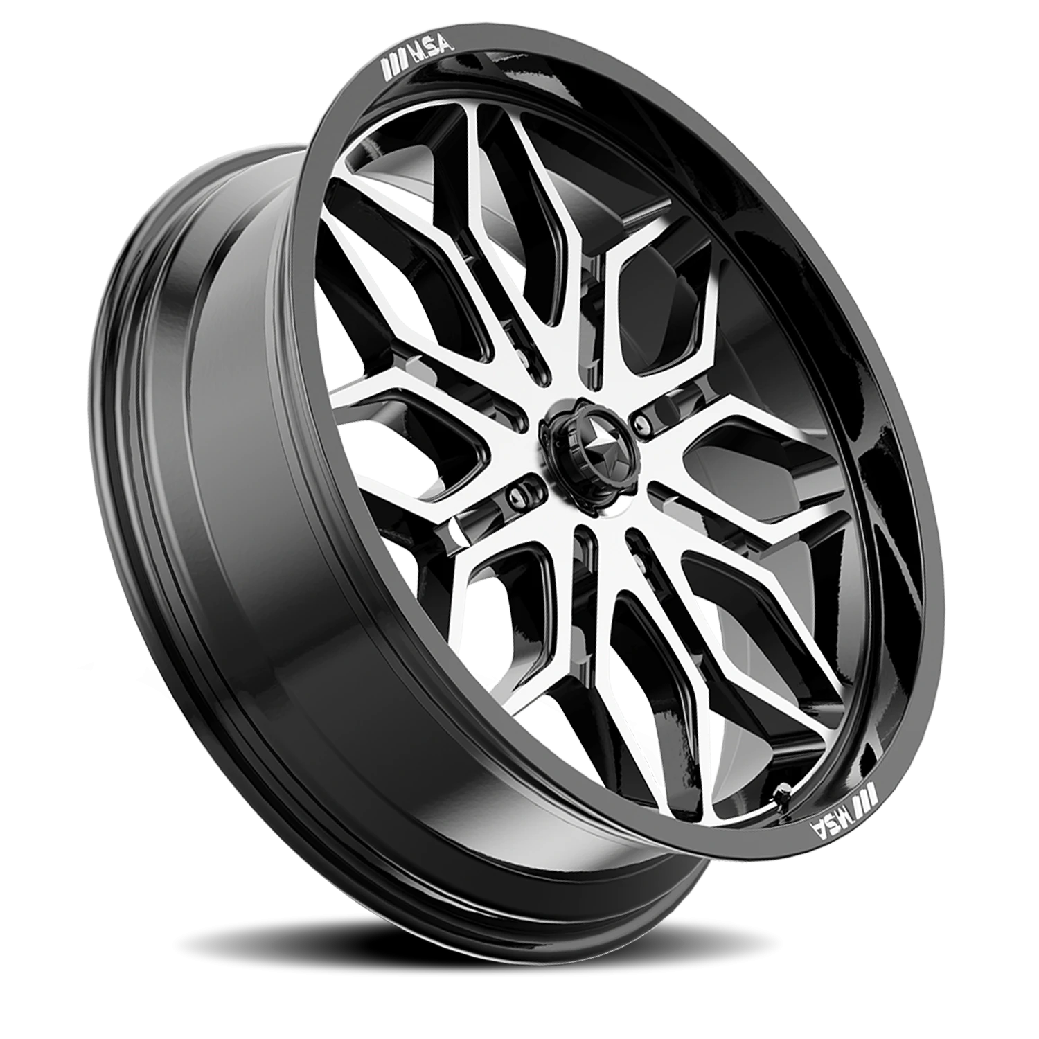 MSA Sniper 20x7" 4x110mm 86mm CB +10mm Gloss Black Machined