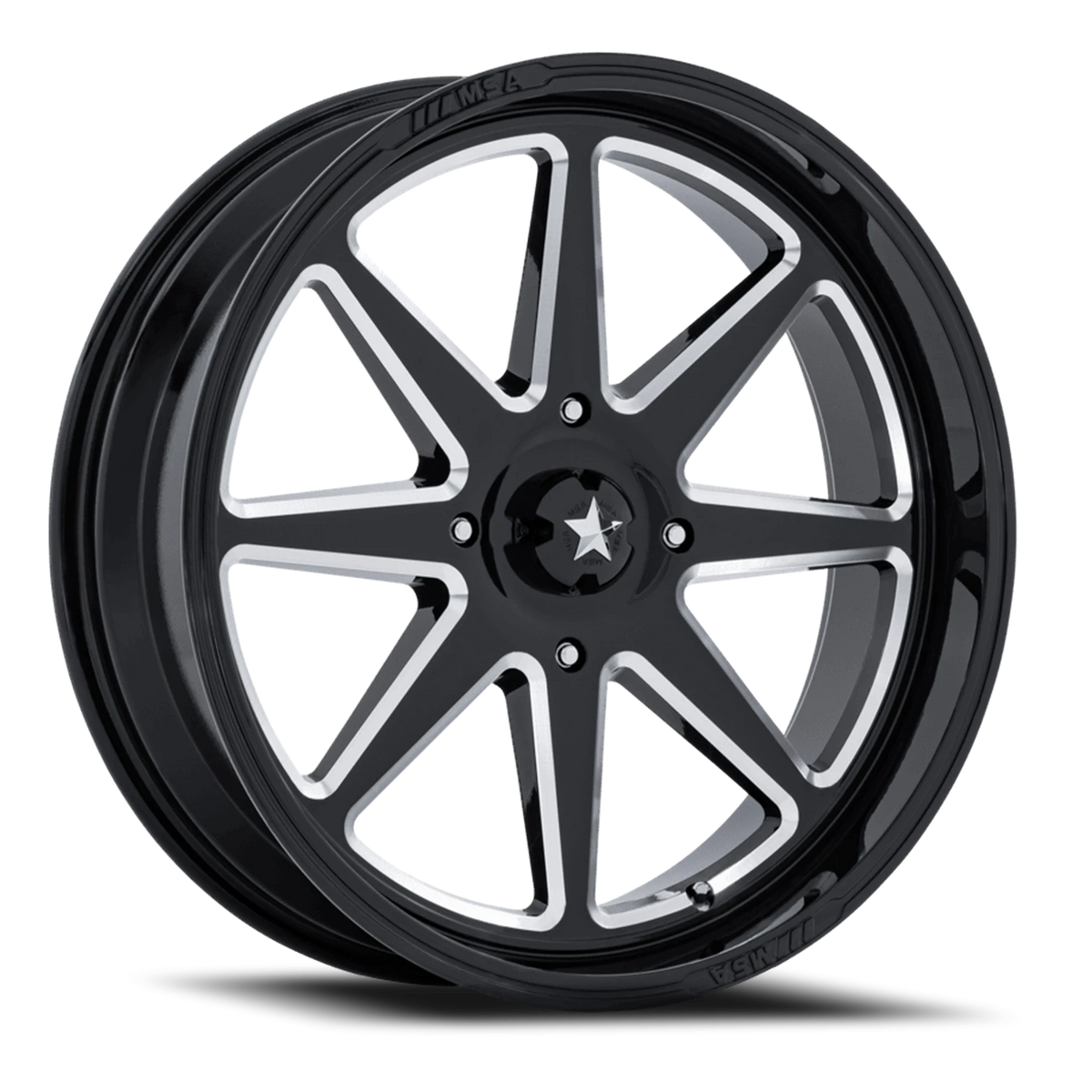 MSA Spark UTV M54 BE 14x7 +10 4x156mm 115.1mm Gloss Black Milled