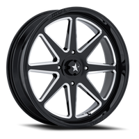 MSA Spark UTV 20x7" 4x110mm 86mm CB 0mm Gloss Black Milled