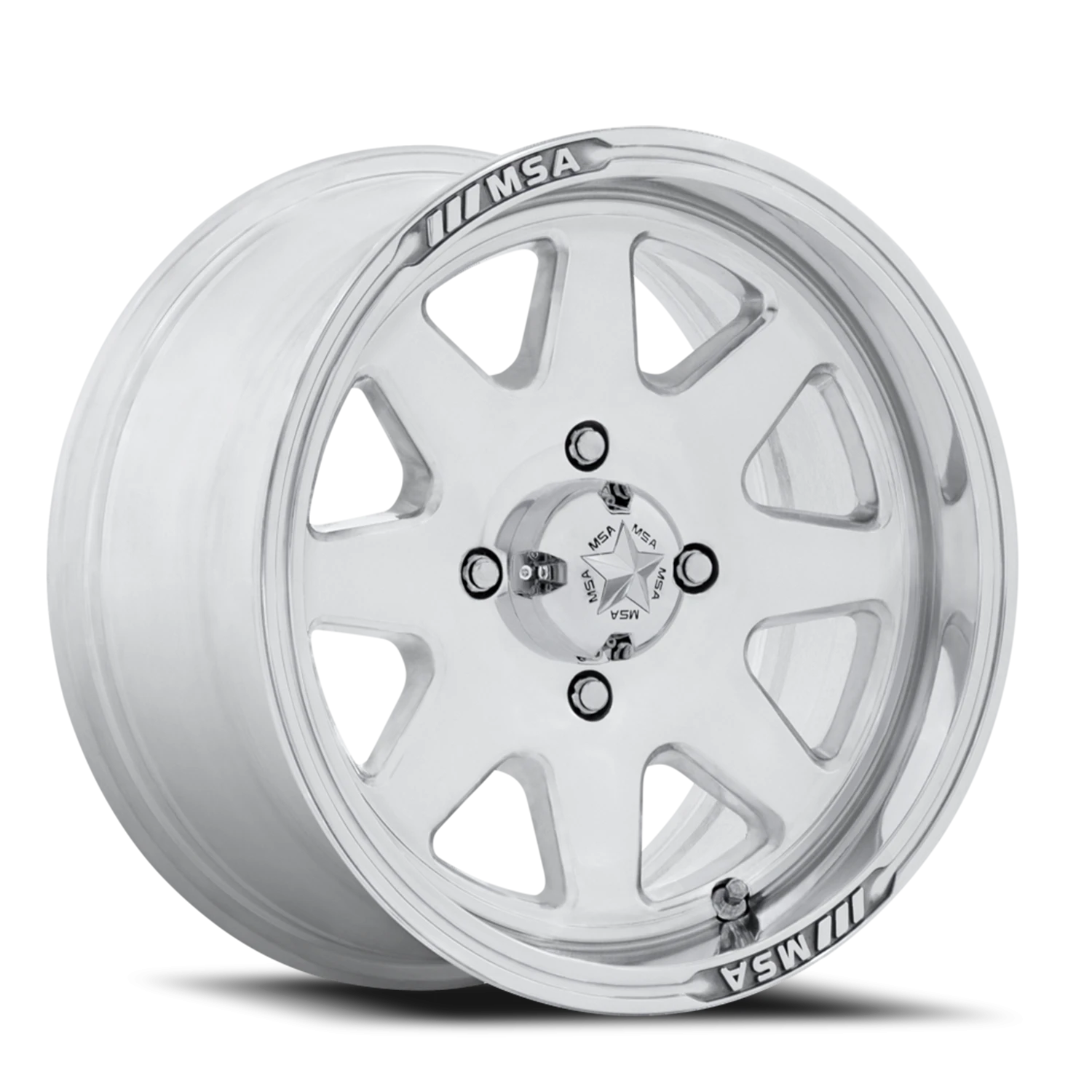 MSA Spark UTV 15x7" 4x137mm 96mm CB +10mm Polished