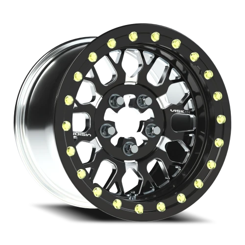 Vision 346BL 15x10 +25 5x114.3mm 68mm Gloss Black Milled Spokes