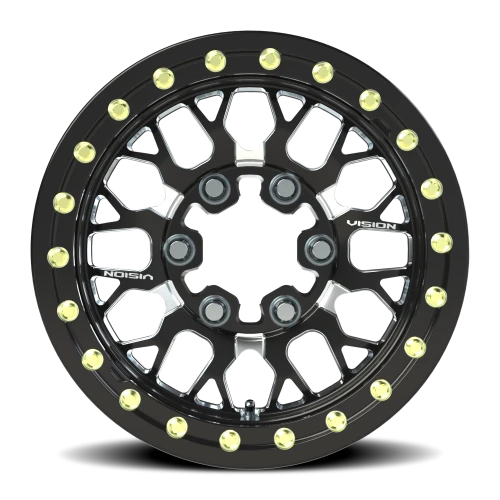 Vision 346BL 15x10 +25 6x139.7mm 110mm Gloss Black Milled Spokes
