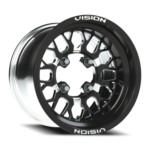 Vision 346 15x7 +38 4x136mm 110.5mm Gloss Black Milled Spokes