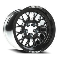 Vision 346 15x6 +50 5x114.3mm 68mm Gloss Black Milled Spokes