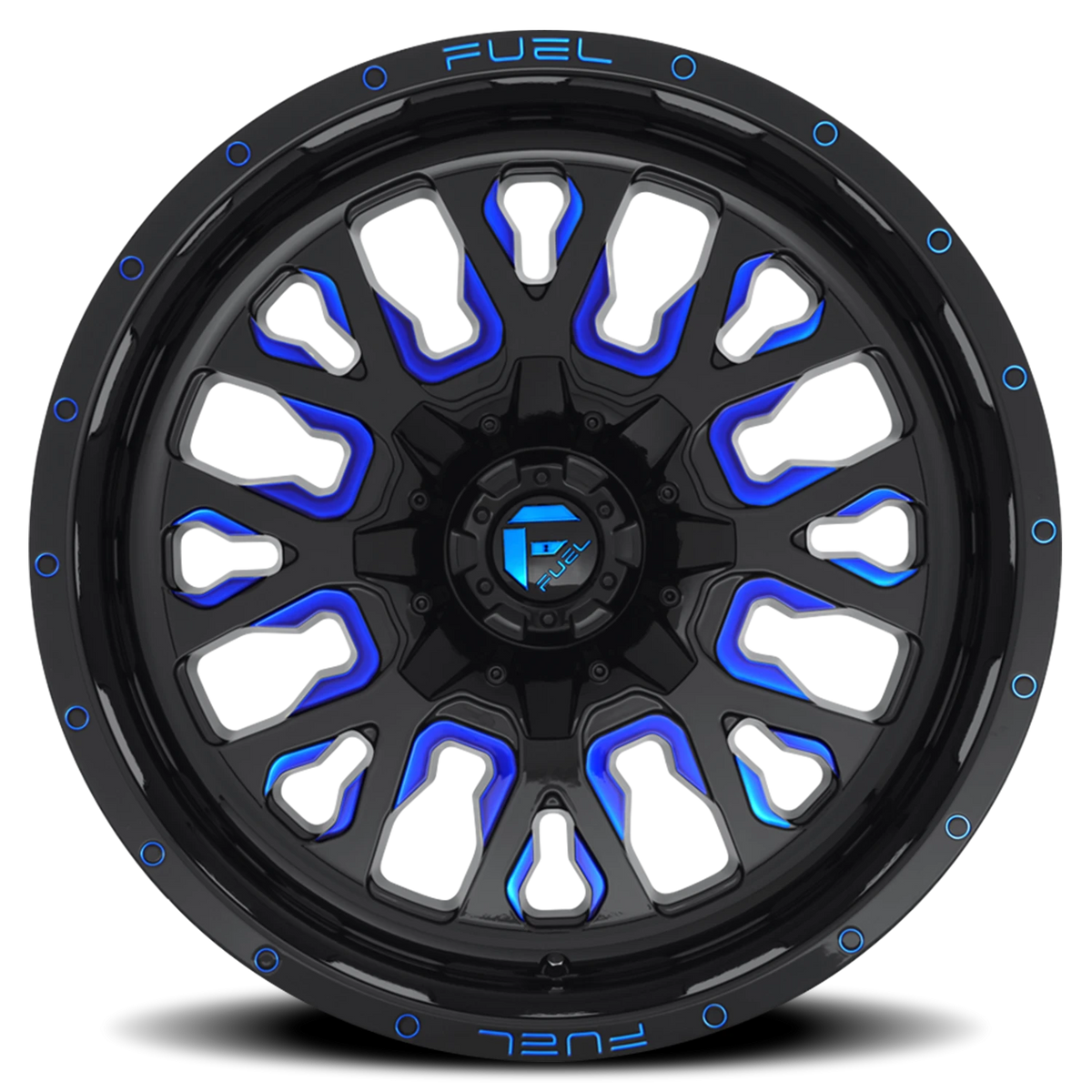 Fuel Stroke 20x9 +1 8x165.1mm 125.2mm Gloss Blue Milled