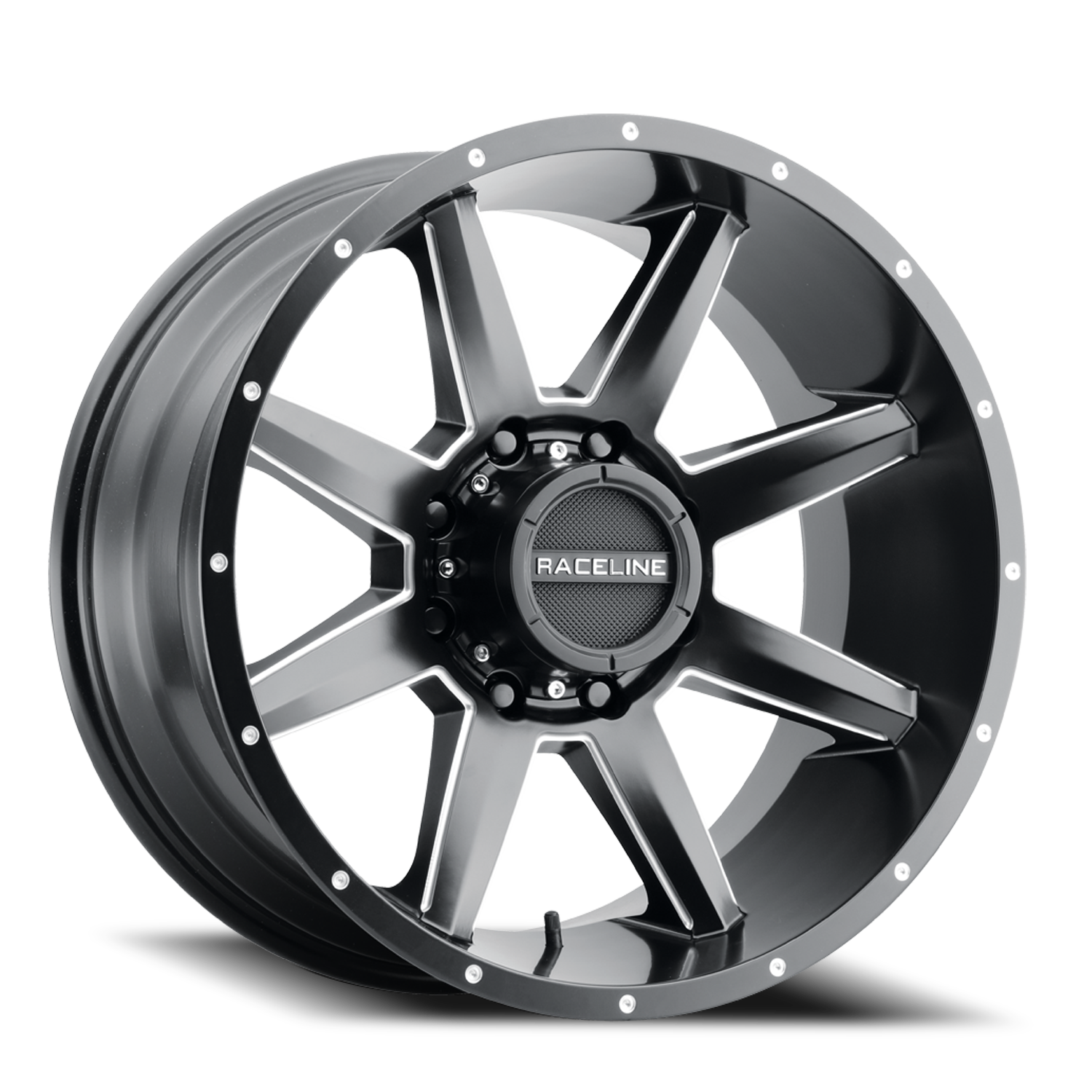 Raceline Stryker 20x10" 6x139.7mm 106.1mm CB -19mm Satin Black Milled-Dimples