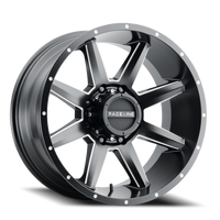 Raceline Stryker 20x9" 6x139.7mm 106.1mm CB 0mm Satin Black Milled-Dimples