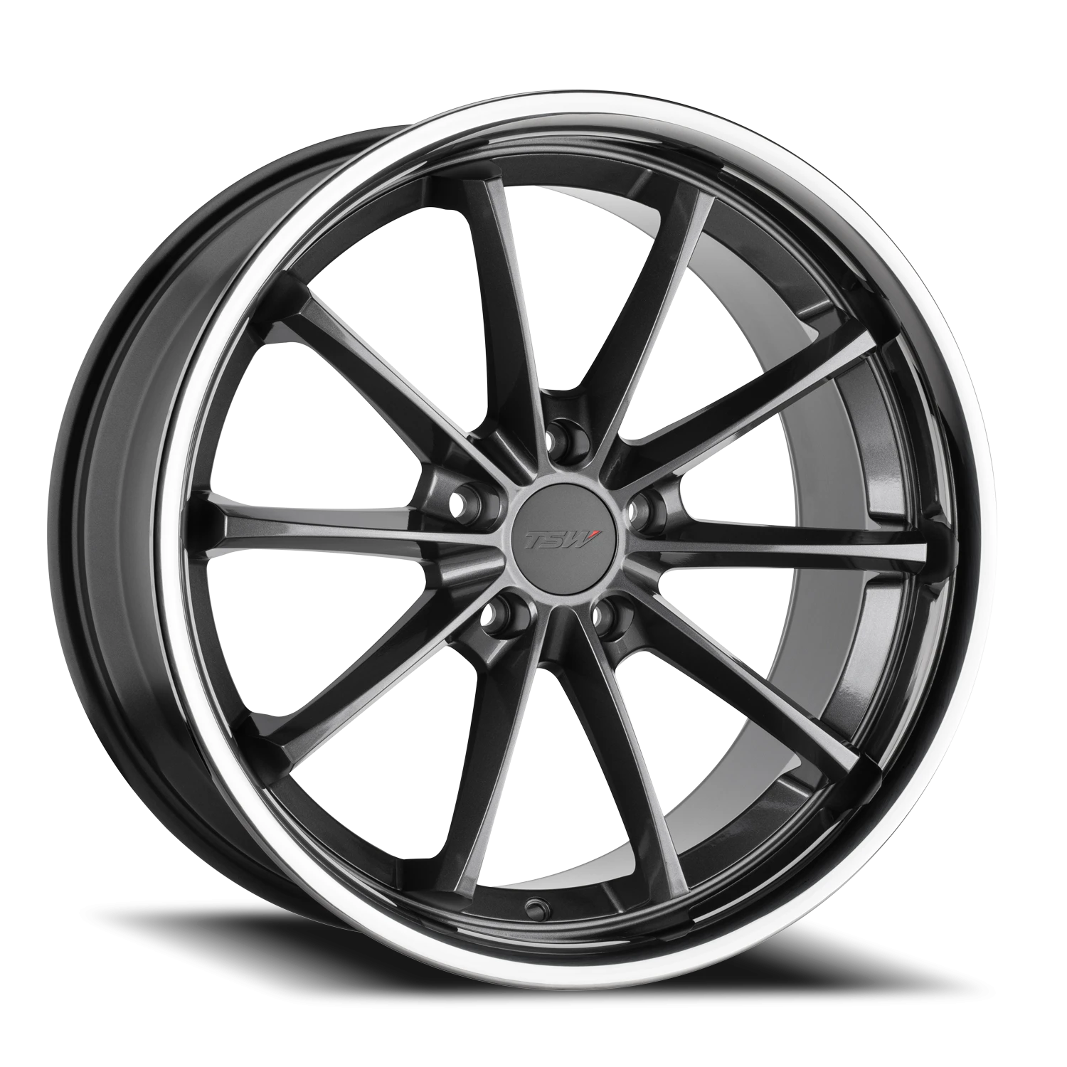 TSW Sweep 19x9.5" 5x120mm 76.1mm CB +40mm Gloss Gunmetal Stainless Lip