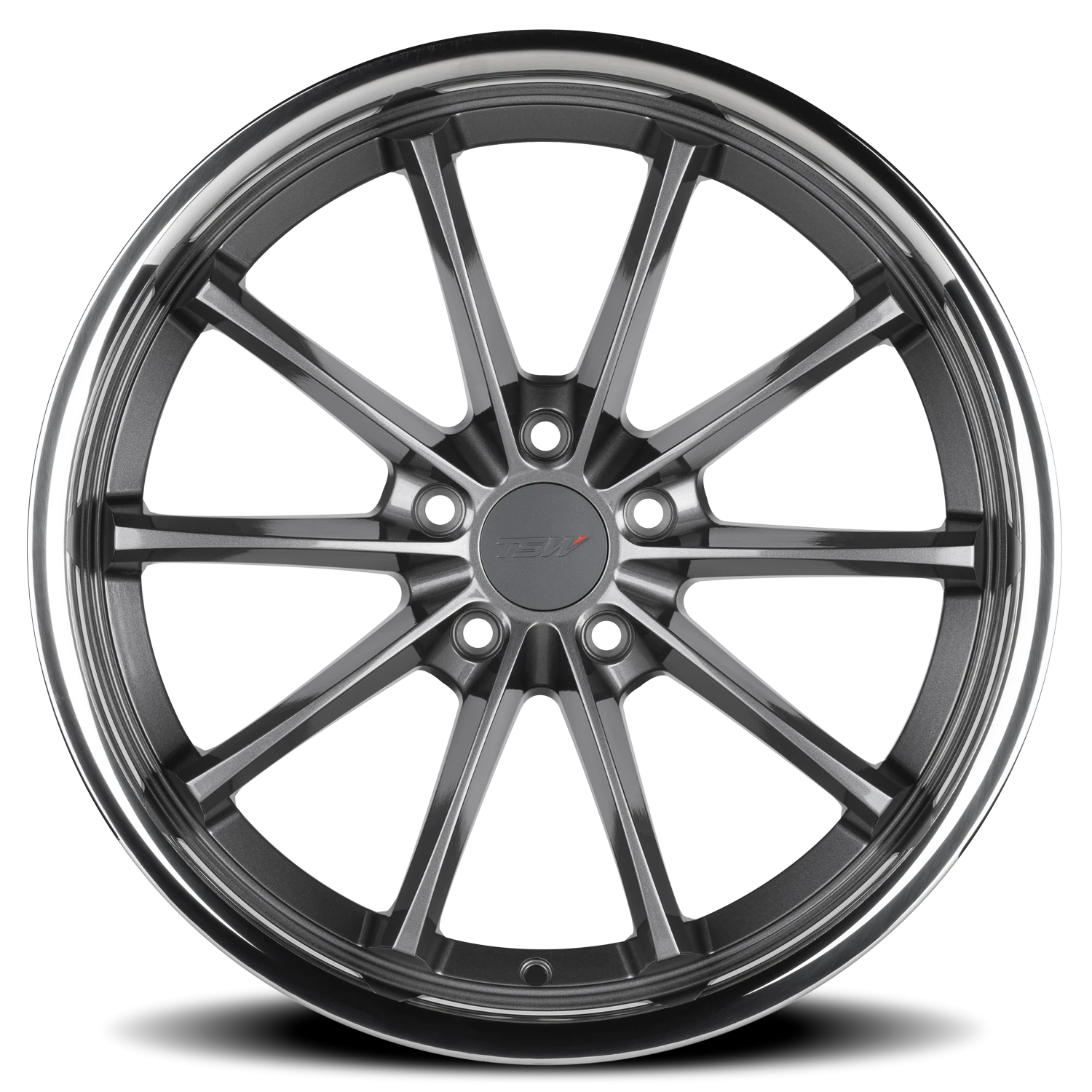 TSW Sweep 19x9.5" 5x120mm 76.1mm CB +40mm Gloss Gunmetal Stainless Lip