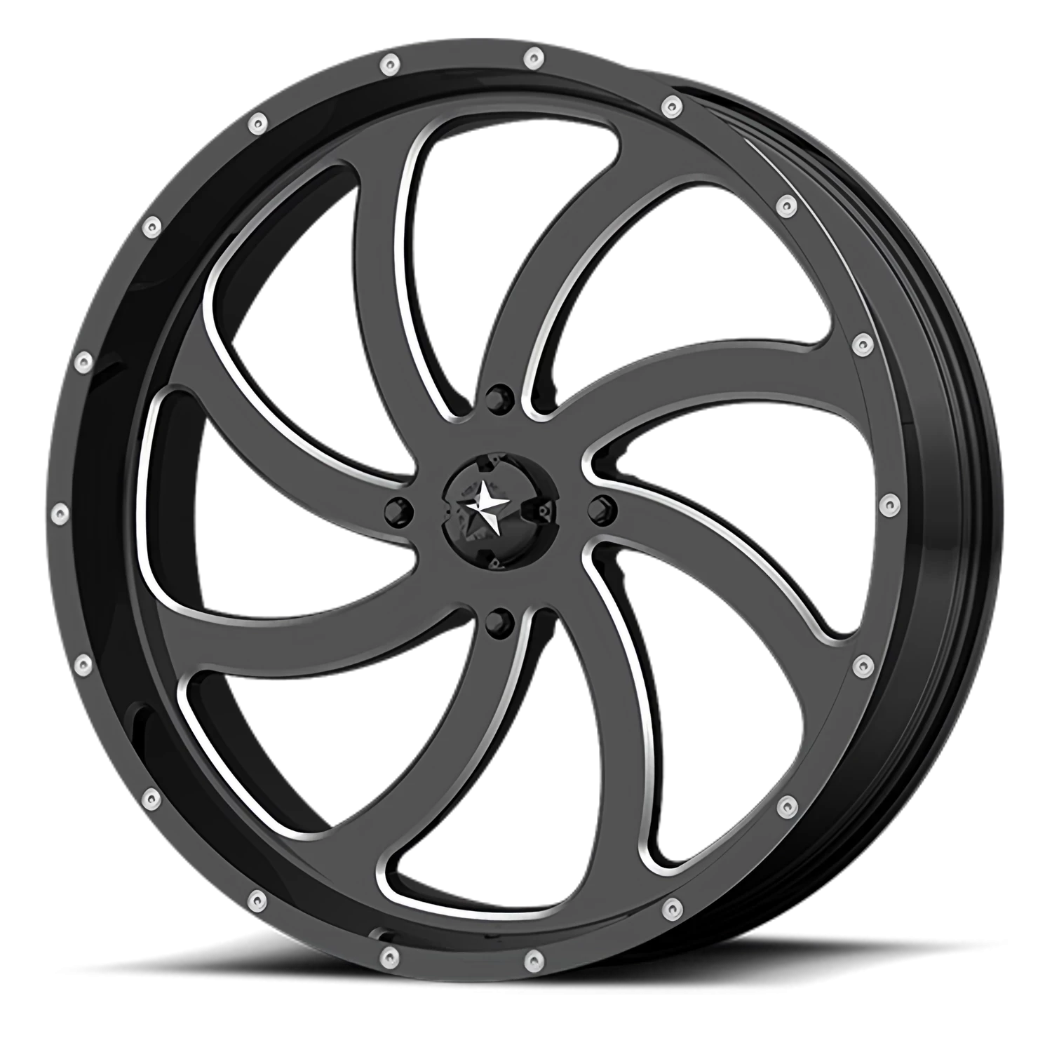 MSA Switch 18x7" 4x156mm 132mm CB 0mm Gloss Black Milled