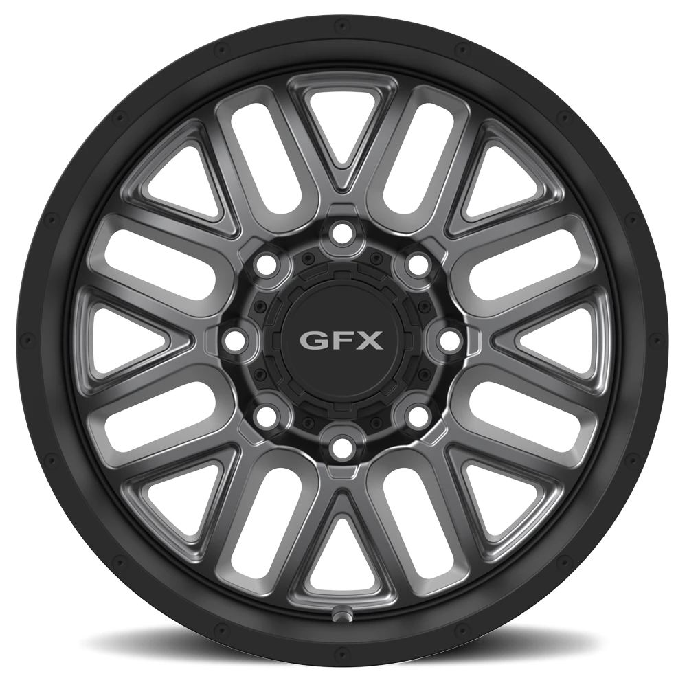G-FX TM5 17x8.5 +0 8x165.1mm 125.2mm Matte Grey Matte Black Lip