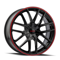 Touren TR60 18x8" 5x100mm 72.62mm CB +40mm Gloss Black Red Ring
