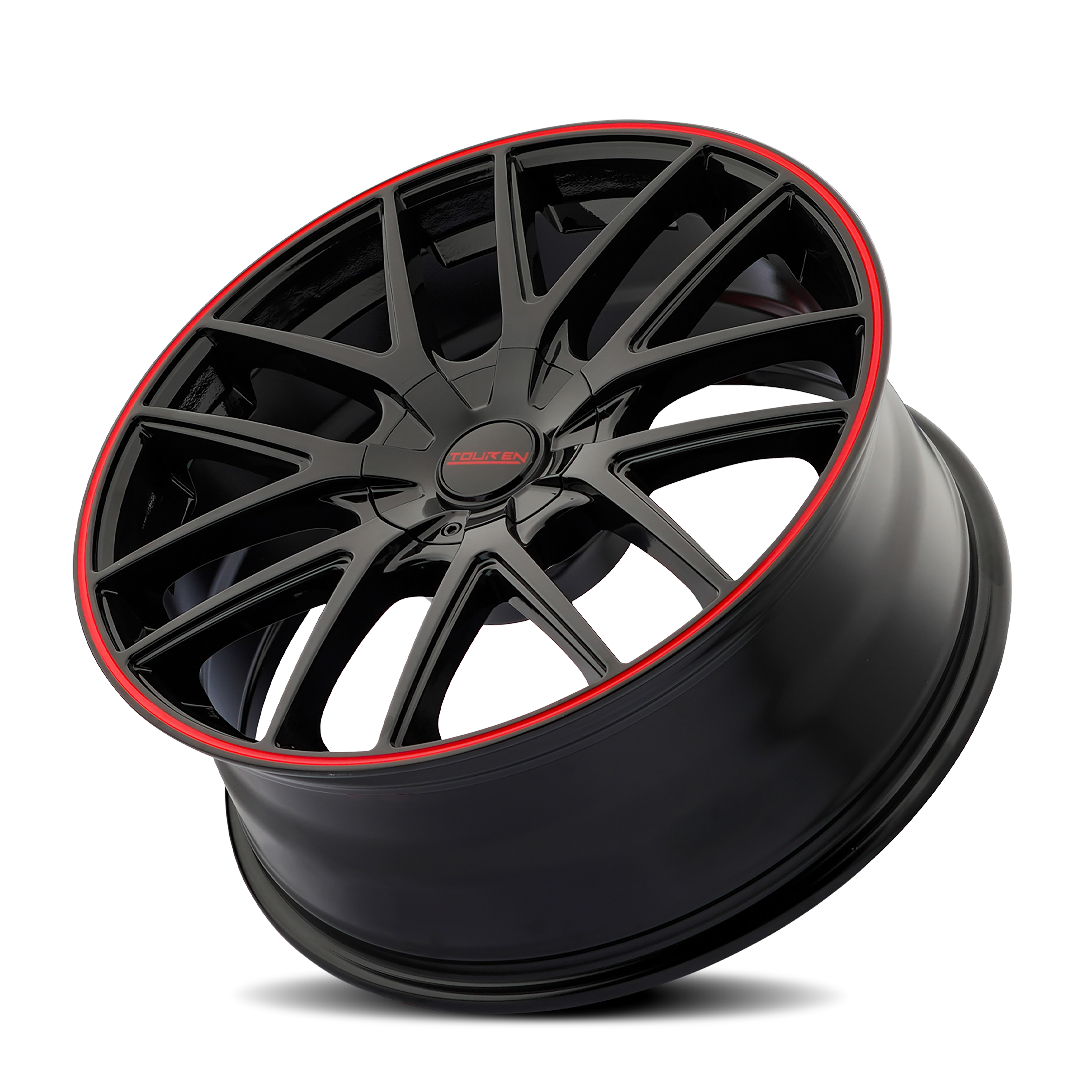 Touren TR60 18x8" 5x100mm 72.62mm CB +40mm Gloss Black Red Ring