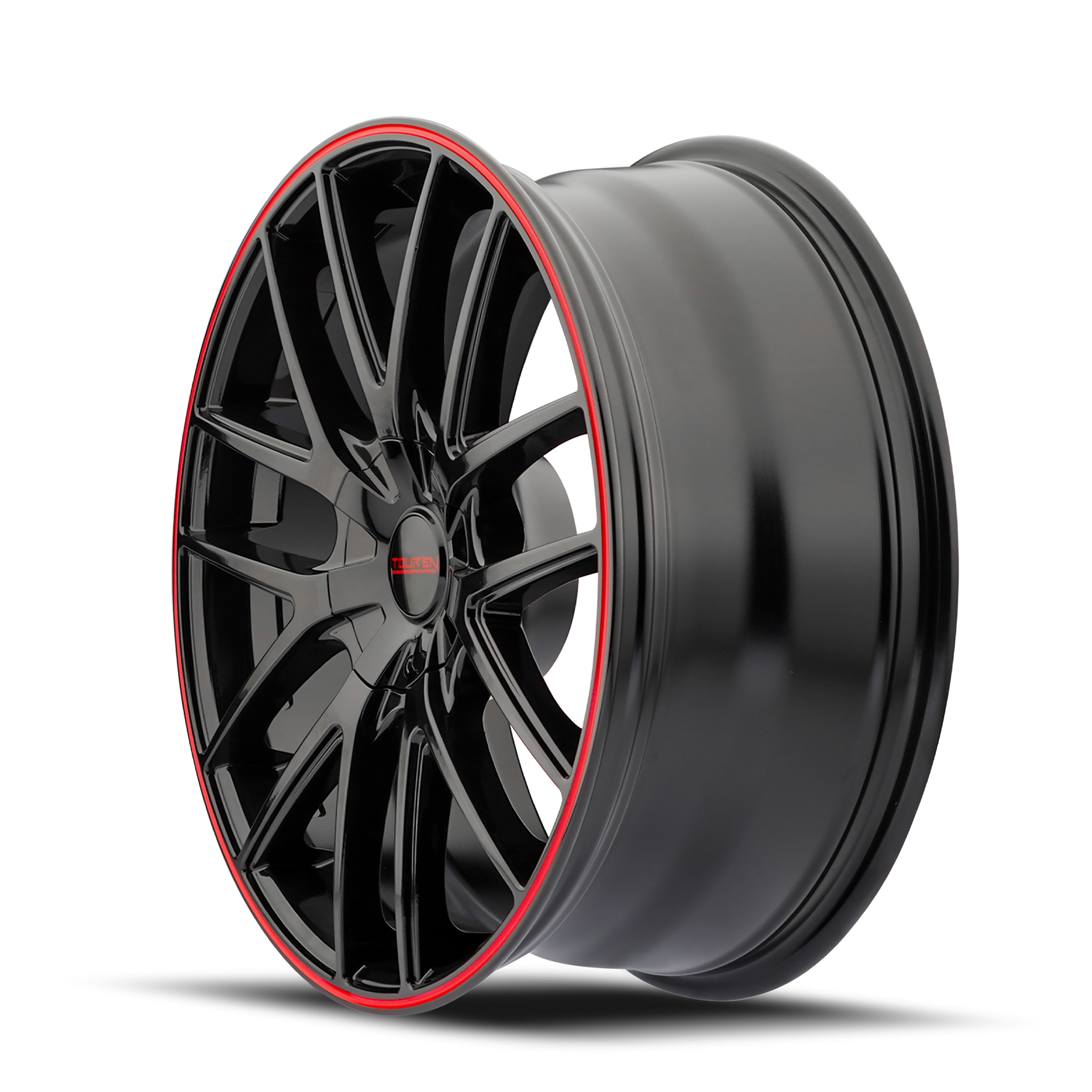 Touren TR60 18x8" 5x100mm 72.62mm CB +40mm Gloss Black Red Ring