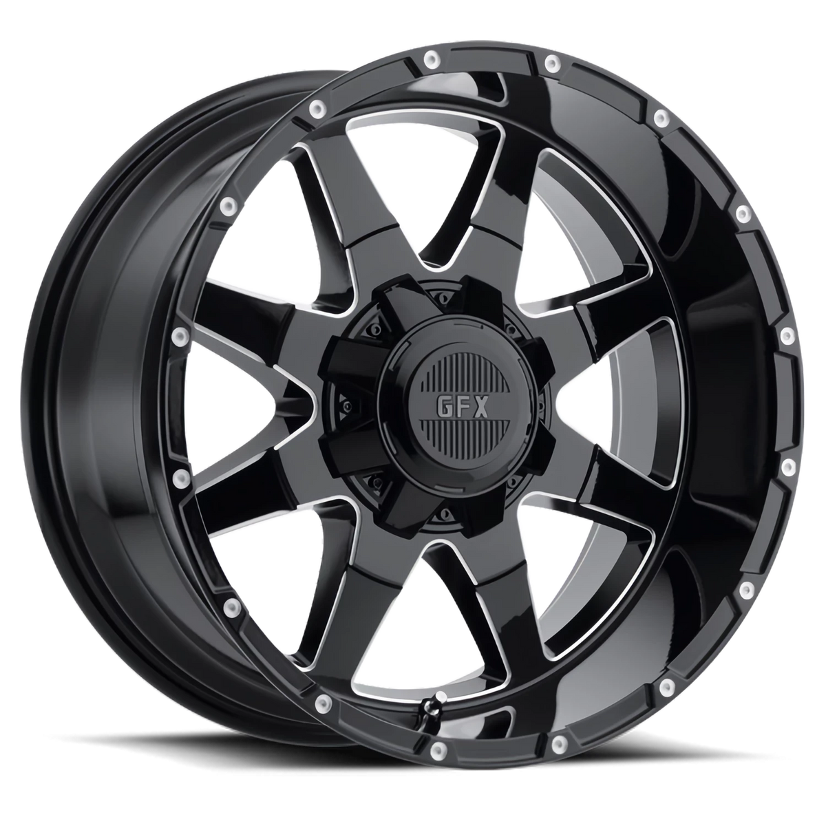 G-FX TR-12 18x9 +12 8x180mm 124.2mm Gloss Black Milled