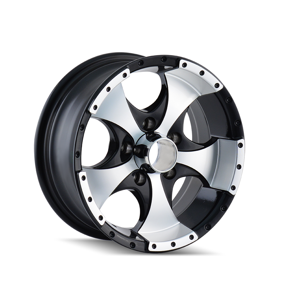 Ion Trailer Wheels 136 Gloss Black Machined 15x6 6x139.7 0mm 108mm