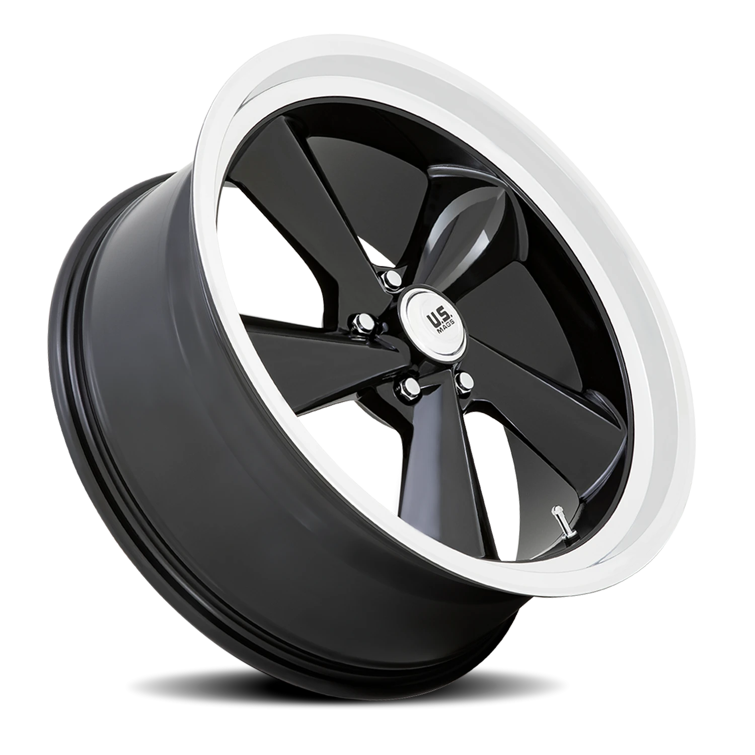 US Mags TS 22x10.5" 5x120.65mm 72.56mm CB 0mm Gloss Black Diamond Cut Lip
