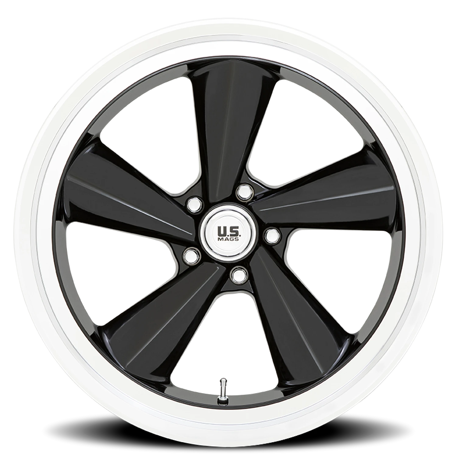 US Mags TS 22x10.5" 5x120.65mm 72.56mm CB 0mm Gloss Black Diamond Cut Lip