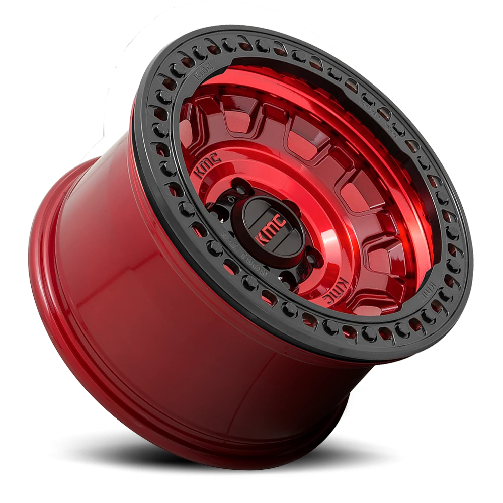 KMC Tank Beadlock 17x9" 5x127mm 71.5mm CB -38mm Candy Red