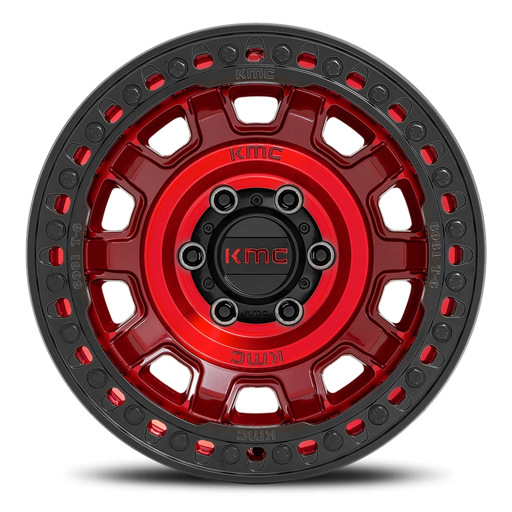 KMC Tank Beadlock 17x9" 5x127mm 71.5mm CB -38mm Candy Red