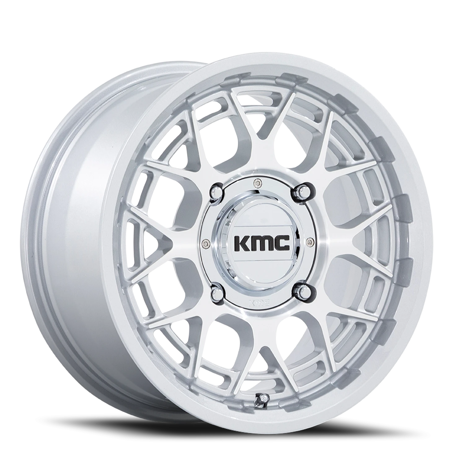 KMC Technic UTV 15x7" 4x156mm 115.1mm CB +38mm Gloss Silver Machined